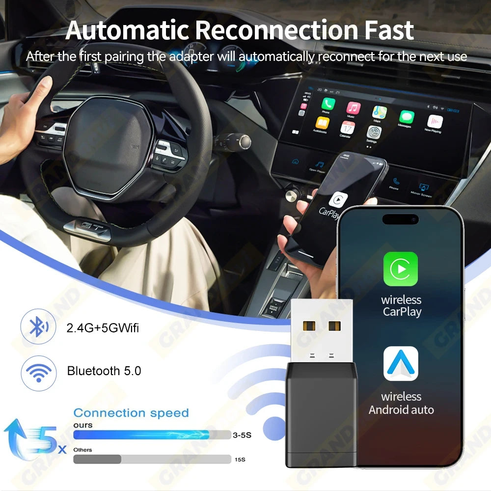 Veloxis Adaptador Inalámbrico CarPlay Android Auto