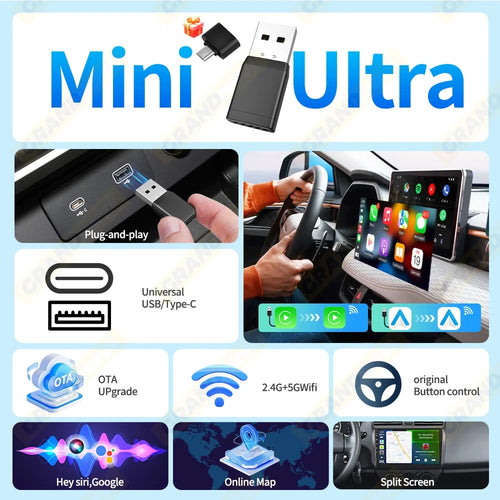 Veloxis Adaptador Inalámbrico CarPlay Android Auto